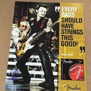 MIKE DIRNT of GREEN DAY - FENDER STRINGS - 2011 Print Advertisement